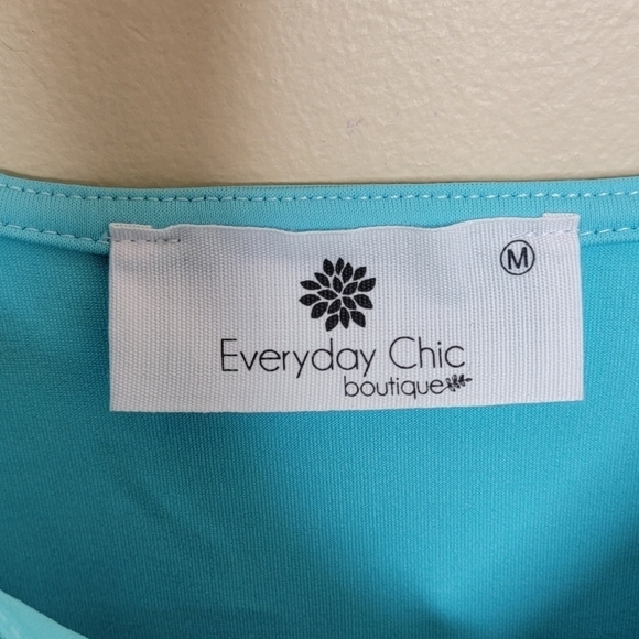 Everyday Chic Boutique | Turquoise Square Neck Bodysuit Tank Size Medium - Picture 4 of 5